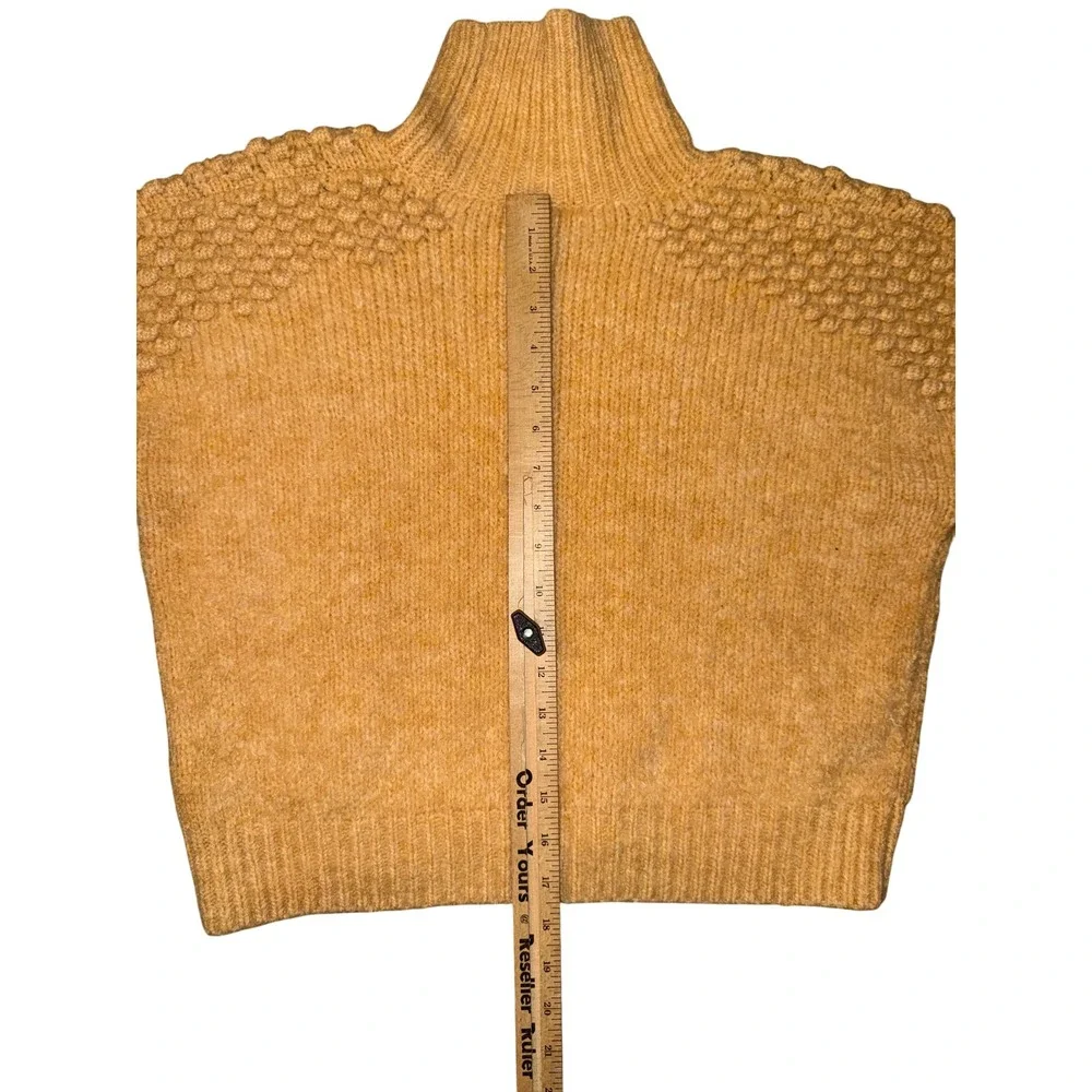Free‎ People Sweater Womens Small Yellow Popcorn Knit Mock Neck OB1508649
